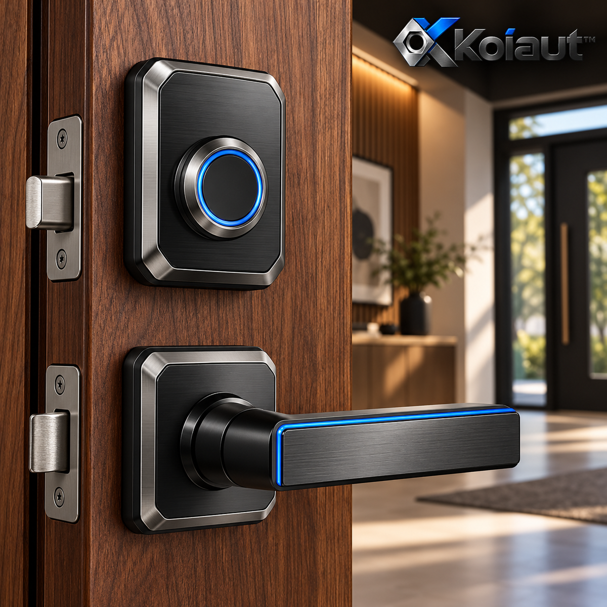 Koiaut™ Smart Fingerprint Deadbolt & Lever Set branded main image