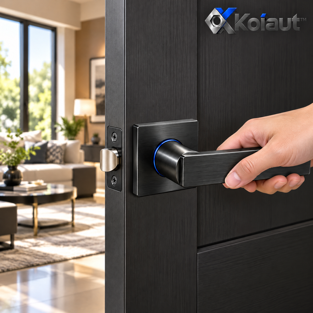 Koiaut™ Modern Matte Black Door Lever Set view 3