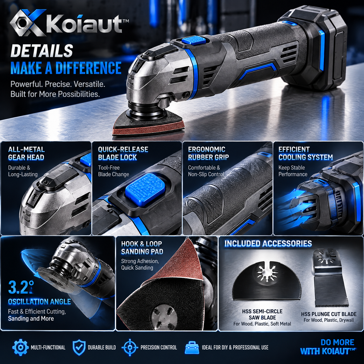 Koiaut™ Cordless Oscillating Multi-Tool Kit view 4